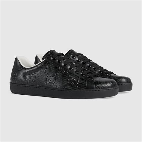 black calf skin perforated shoes 12 gucci|gucci ace gg leather sneakers.